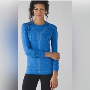 LULULEMON RESTLESS PULLOVER HEATHERED LAKESIDE BLUE TOP